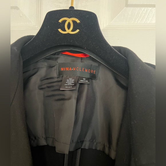 Nina McLemore PONTE KNIT CAR COAT Open Front Long Blazer Jacket Size 10 Black - Picture 5 of 16